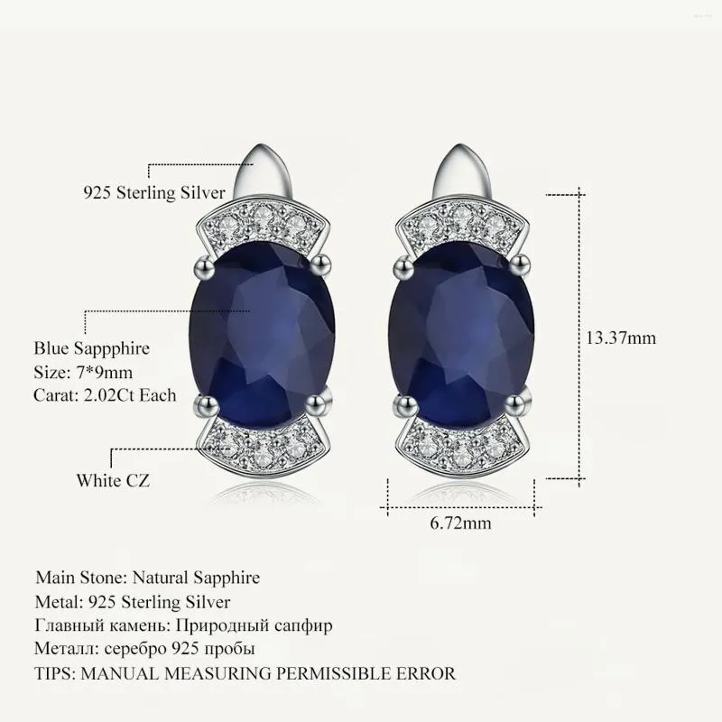 Stud -oorbellen Gem's Ballet 2.02ct Oval Natural Blue Sapphire Classic 925 Sterling Silver For Women Wedding Sieraden
