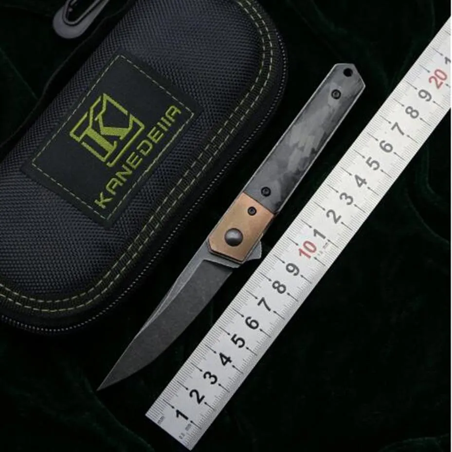 Mini Kwaiken Flipper Messer N690 klinge Titan Kupfer Marmor CF griff camping jagd küche obst Messer EDC tools218K