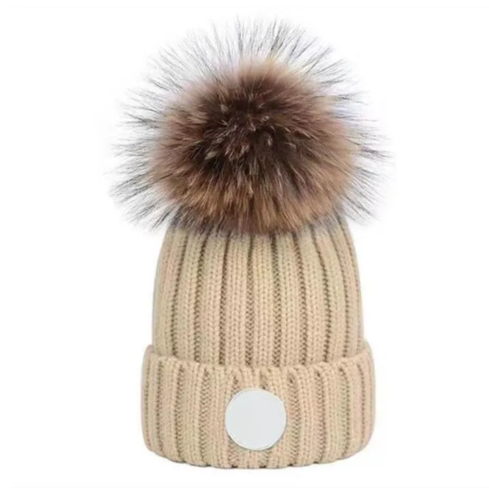 2023 neue Designer Winter Gestrickte Beanie Wollmütze Frauen Grobstrick Dicke Warme Kunstpelz Mützen Hüte Weibliche Bonnet Beanie Caps 8 Farben M-07