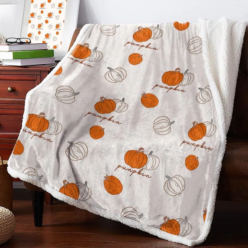 Blankets Autumn Pumpkin Print Sherpa Blanket Cashmere Throw Sofa Cover Home Decor Quilt Picnic