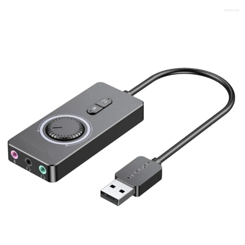 Cartão de som externo USB a 3,5 mm Adaptador de áudio Microfone de fone de ouvido para laptop de computador Mac PS4