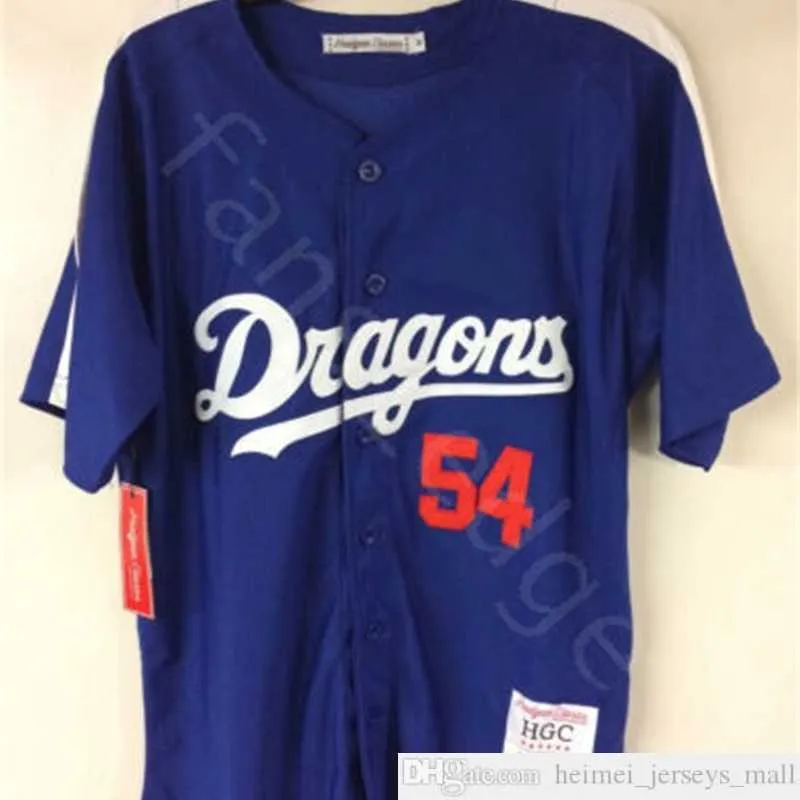 Vente en gros M. Baseball Jack Elliot Chunichi Dragons Film Baseball Jersey Hommes Maillots Cousus Chemises Taille S-XXXL Expédition Rapide