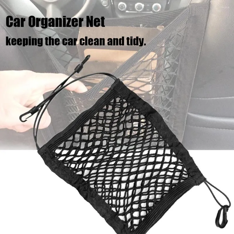 Bilarrangör Net Trunk Nets Interiörstol Back Elastic Mesh Bagage Auto Styling Storage Bag Ficka 30 25 cm