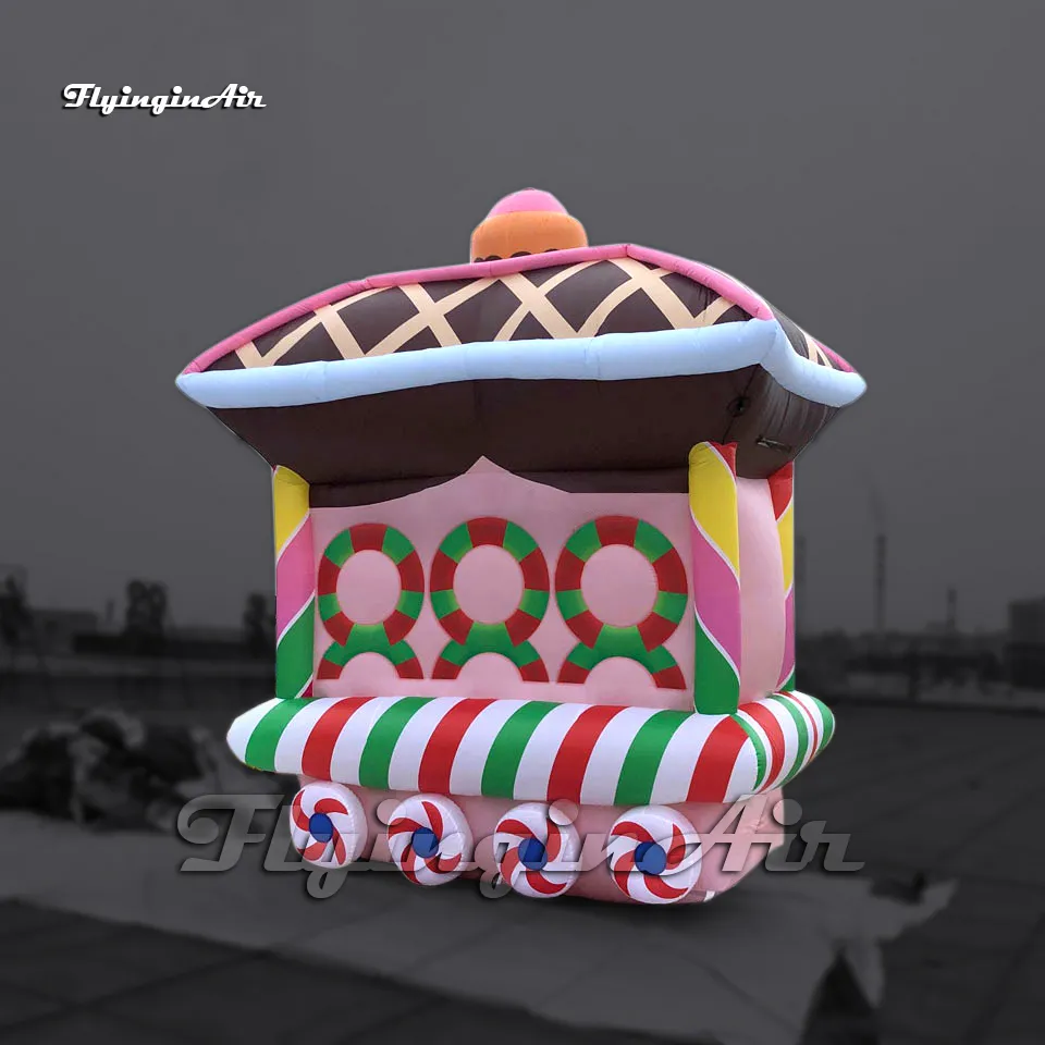 Simulated Large Inflatable Christmas Candy Train Model Balloon For Outdoor Advertising Show