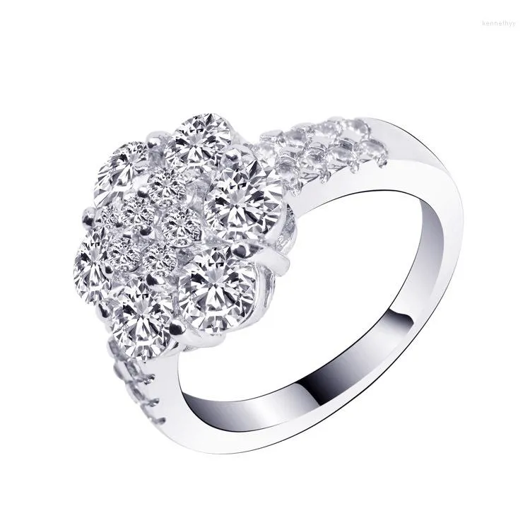 Bröllopsringar Fashion Jewelry CZ Ring Crystal for Women Bijoux Plata Anel Casamento Gold Color Womens Jewellery 10R0320