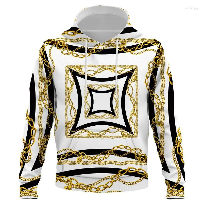 Men's Hoodies Men's & Sweatshirts 3D Printing Hoodie Fashion Gold Chain Luxury Pattern Sweatshirt Women's Pullover Harajuku