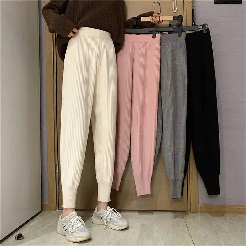 سروال نسائي Capris Limiguyue Black Knitting Harem Pants Women Casual Pink Carrot Granny Joggers Pencil Pencil High Weist Mujer Pantnes K3786 T221024