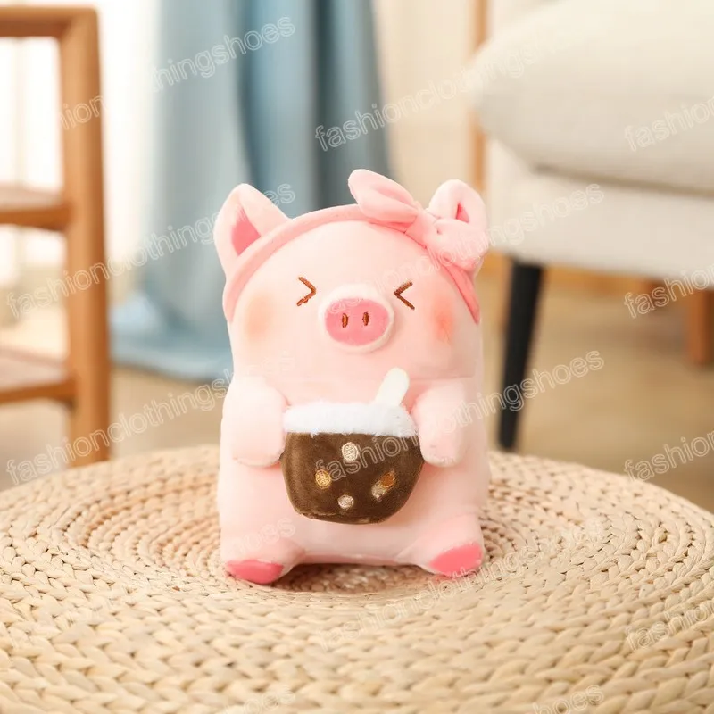 Kawaii 21cm Bubble Tea Pig Toy Toy Toy Cute Studed Plush Plush Doll for Girlfriend Girls