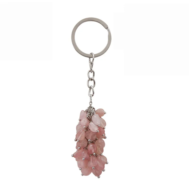 Natural Stone Crystal Keychains Gravel Pendant Keychain Pendant Bag Car Key Chain Gift Keyring