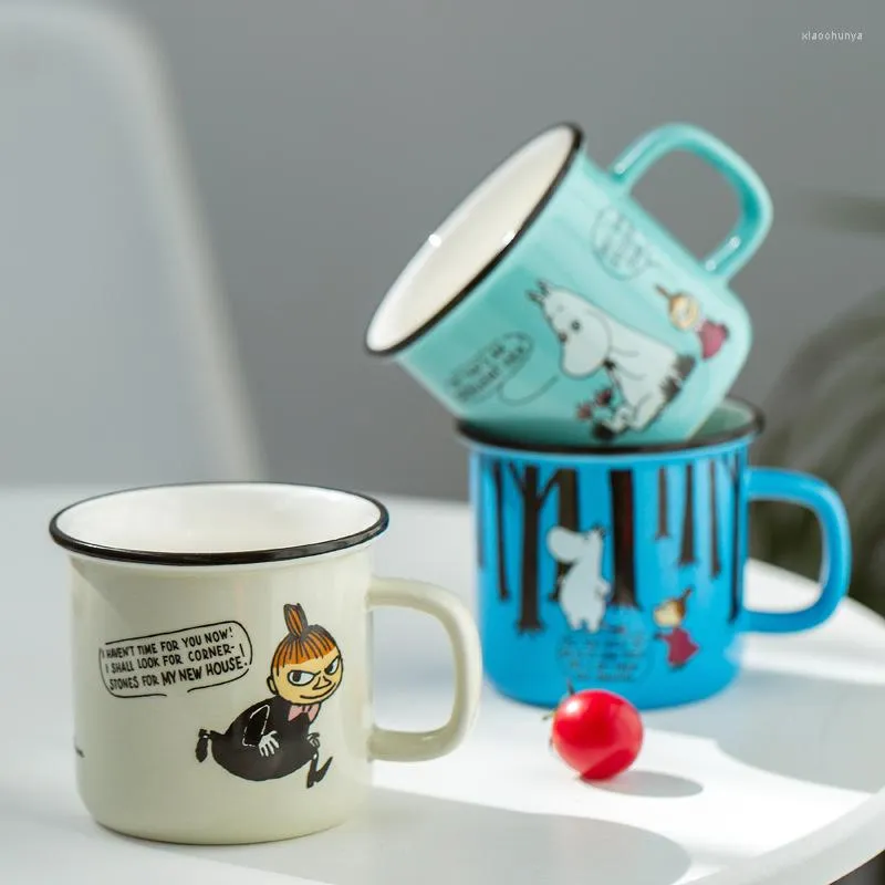 Kubki kubek 300 ml pojemność kubek w stylu kawy Ceramiczne mleko Ceramiczne zabawne kreatywne emaliowane kreskówkowe prezenty