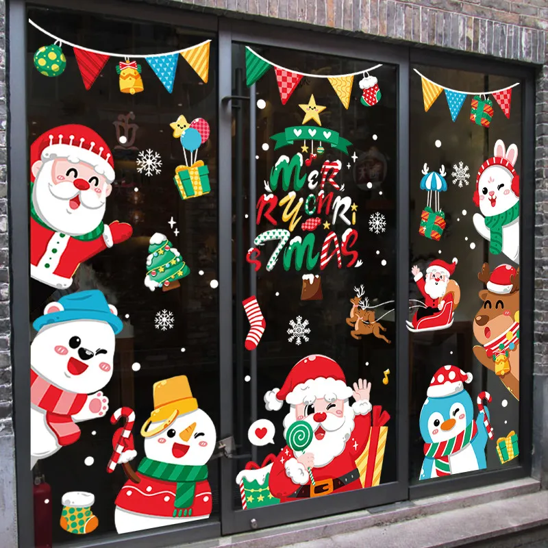 Weihnachtsdekorationen Fensteraufkleber für Zuhause 2022 Weihnachten Wandaufkleber Kinderzimmer Aufkleber Navidad Neujahr 2023