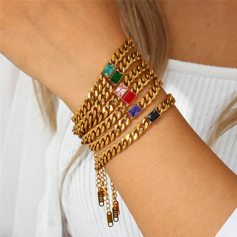 Novo 18k Real Yellow Gold Plated CZ Diamond Stone Stone Bracelets Presente de j￳ias da moda para meninas mulheres Belo presente