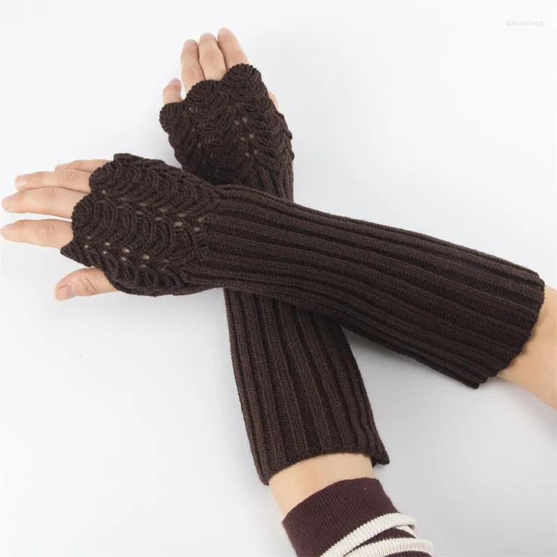 Knäskydd praktiska stickade halvfinger handskar fingerfri ull varma vindtäta män kvinnor hållbara armskydd