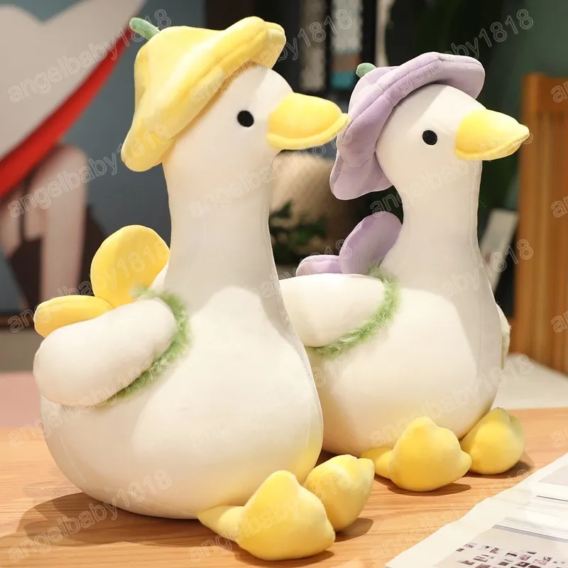 Cute Cotton White Duck Stuffed Toys Animal Baby Dolls Plush Comfort Dolls Soft Pillow Home Decor