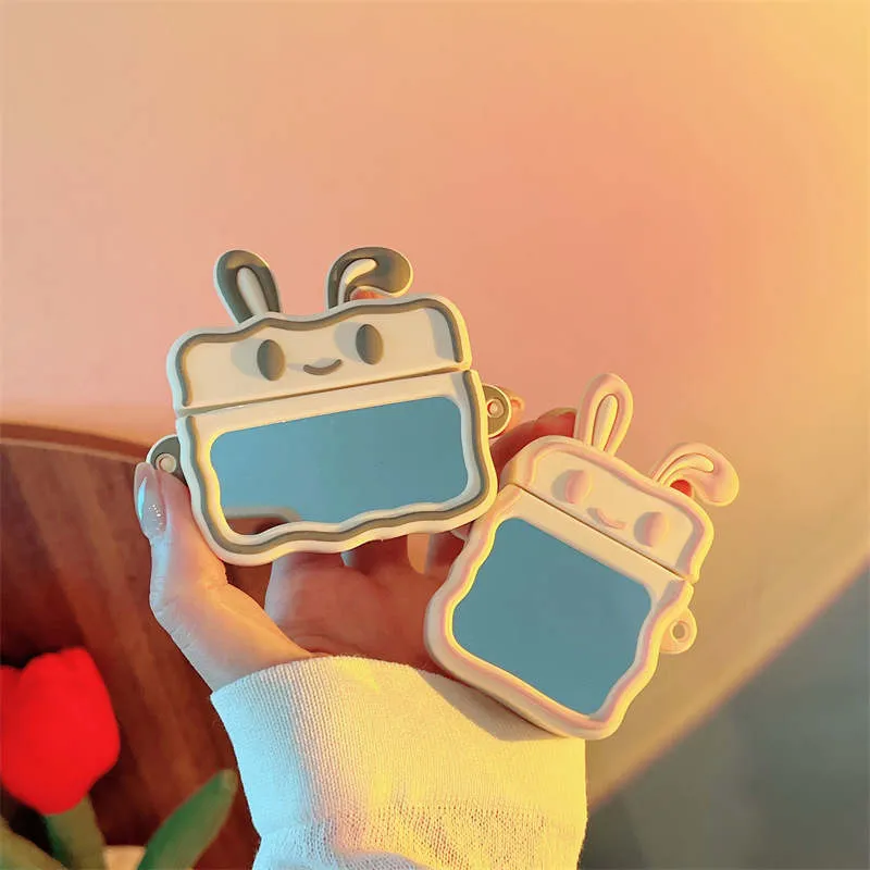 Aesthetic Mirror Kiyowo Rabbit Designer Protective Cases For Airpods 1 2 pro air pods airpod earphone 3 Solid Headphone Charging Box Fashion Cute Cover Soft Shell