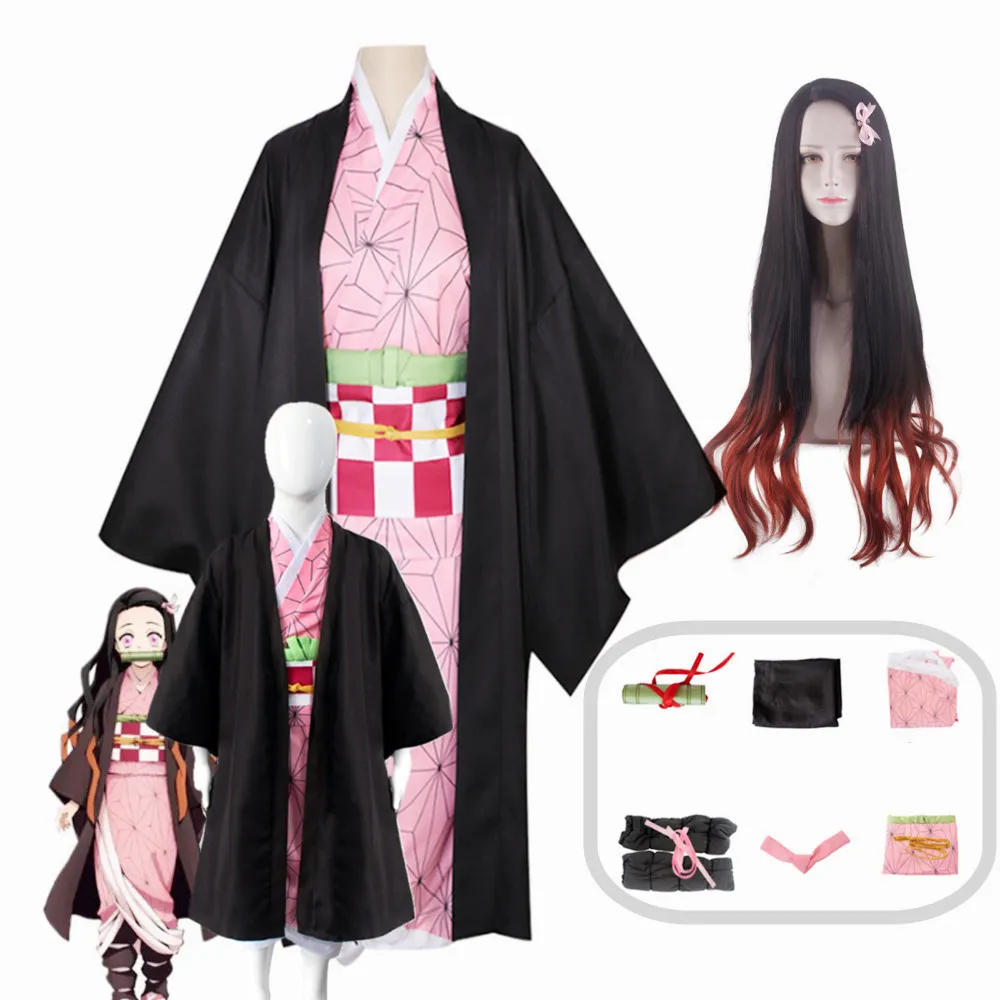 Thème Costume Adulte Enfants Anime Démon Slayer Kimetsu no Yaiba Kamado Nezuko Kimono Cosplay Vêtements 221024