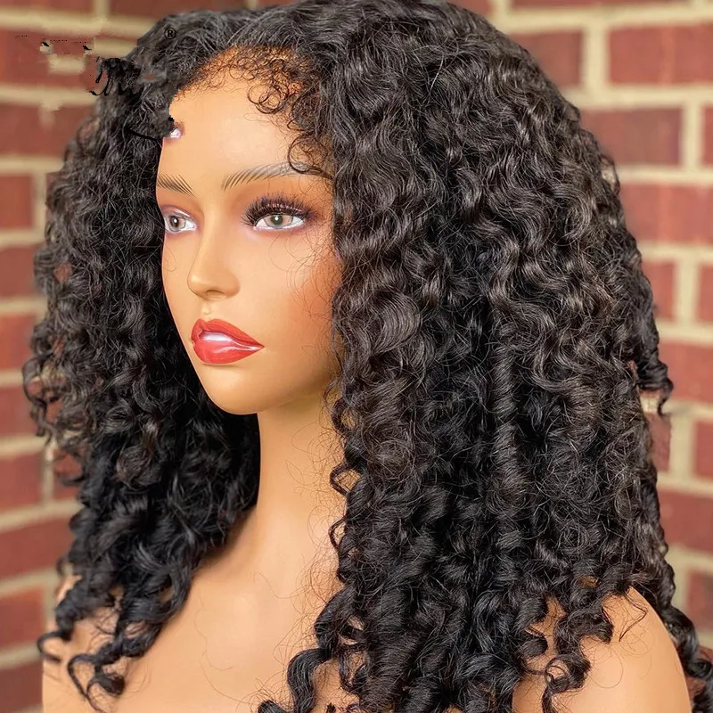 Premium Curly Human Hair Lace Front Wig Pre Plucked 13x4 
