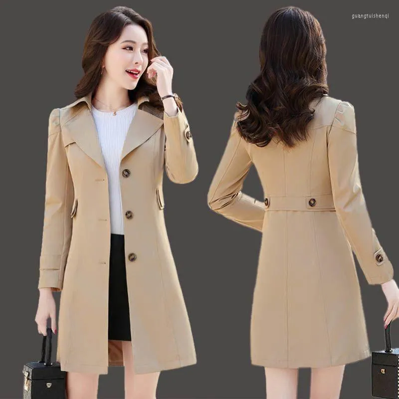 Trench-coat à manches longues pour femmes, vestes imperméables, mode coréenne, Slim Fit, haut de bureau, vente en gros de vêtements pour femmes