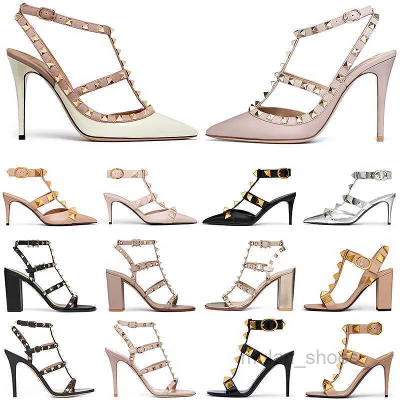 2023 OG Kleid Schuhe Frauen Turnschuhe High Heels Sandalen Stud Pump Spitze Zehen Patent Leder Metallic Gold Schwarz Rose Damen party Hochzeit Sandales