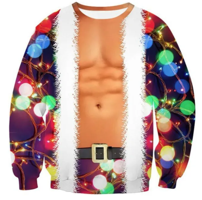 Men moletom moletons de moletons outono/inverno novo impress￣o 3D Capuz de natal European e American Loose Pullover Sweater 015