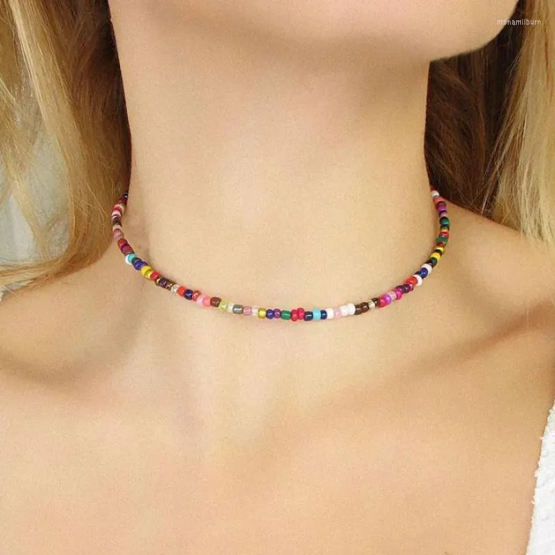 Чокер лето богемия ожерелья из бисера для женщин Бохо короткое очарование упругое африканское ожерелье Cool Collier Beach Jewelry Bijoux