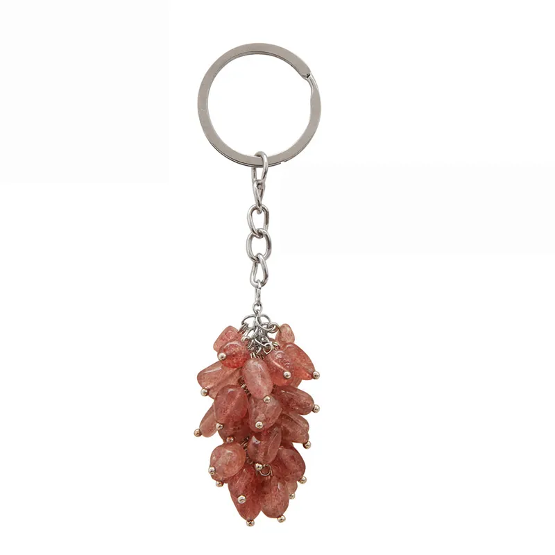 Natural Stone Crystal Keychains Gravel Pendant Keychain Pendant Bag Car Key Chain Gift Keyring