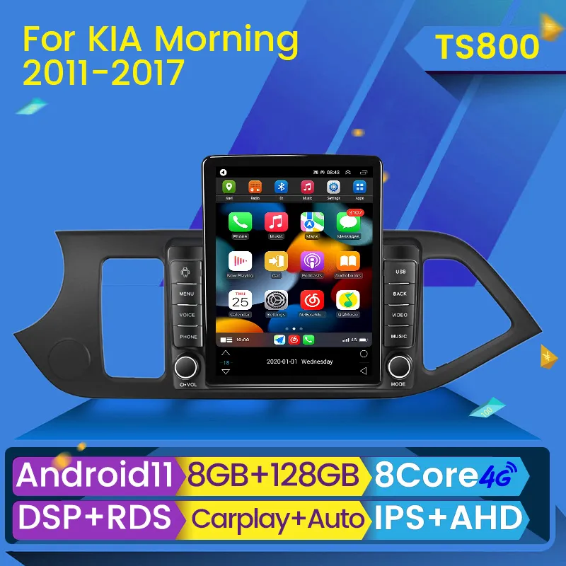 2din Android 11 Car DVD Radio Multimidia Video Player voor Kia Picanto Morning 2011-2016 Navigatie GPS CARPLAY RDS Hoofd Eenheid