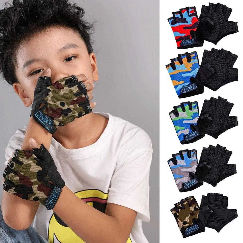 Guantes de ciclismo Niños Niños Medio Dedo Bicyc Elástico Antideslizante Niño Niño Bicicleta Equipo de conducción al aire libre L221024