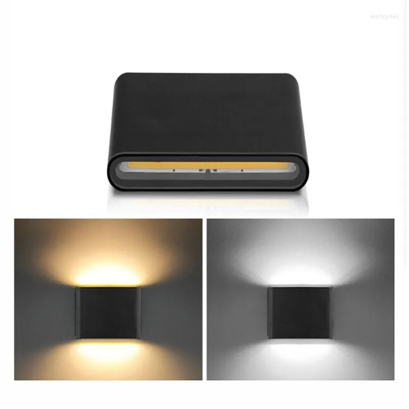 Vägglampor LED 12W COB SCONCE VATTESKET LAMP ALUMINIUM UPP EN Down Dual Head Cube Lighting Fixture Inomhus utomhusljus