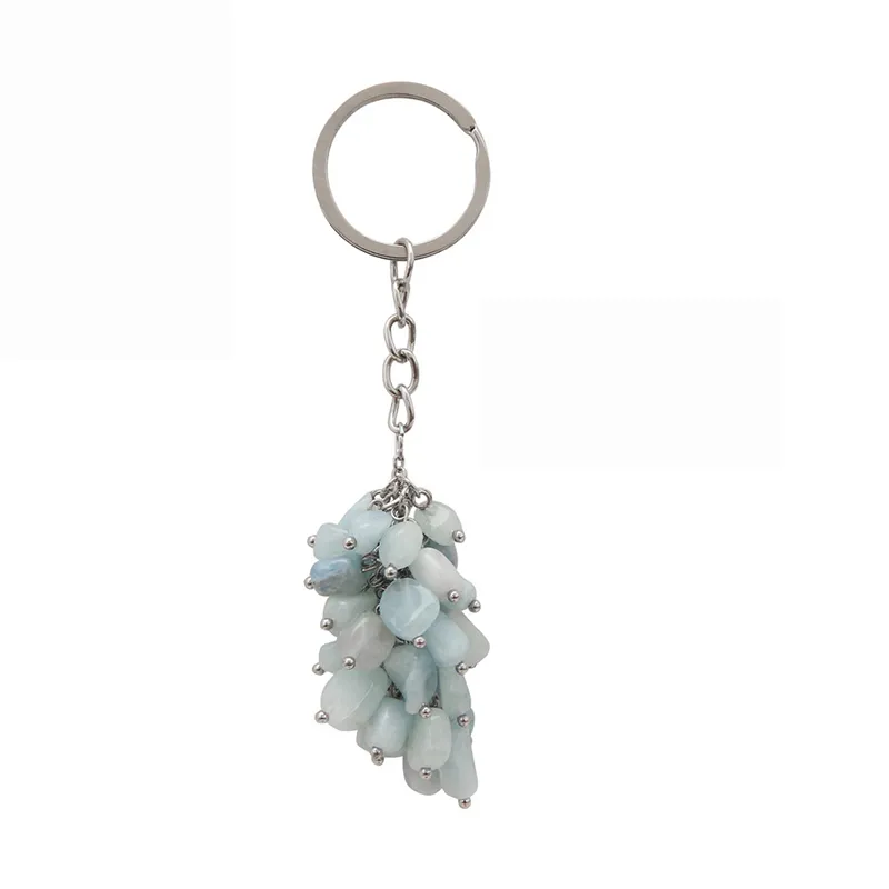 Natural Stone Crystal Keychains Gravel Pendant Keychain Pendant Bag Car Key Chain Gift Keyring