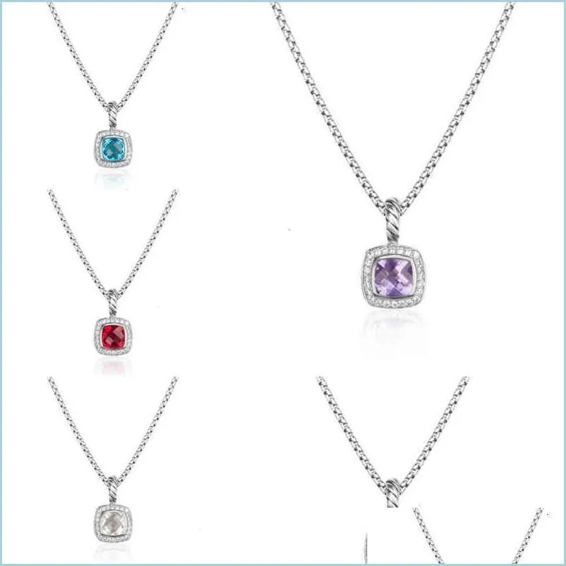 Kolye Kolyeler Kolyeler Erkek Mücevher Tasarımcıları Twisted Kolye Petite Bluetopaz Siyah Onyx Ametist Garnet Pırlanta Takı Drop Dhhyv