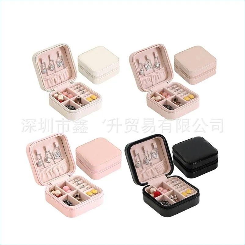 Storage Boxes Bins Storage Box Travel Jewelry Boxes Organizer Pu Leather Display Storages Case Necklace Earrings Rings Jewellry Ho Dhqw6