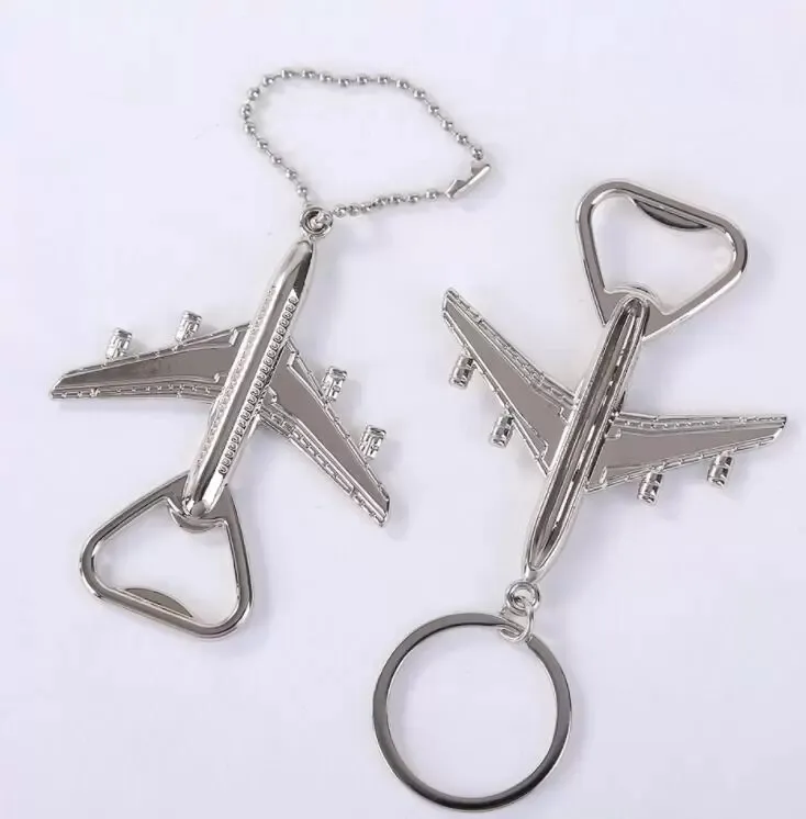 Aviário de avião de aeronave Keychain Abridores de cerveja Plano de forma Beers Keyring Birthday Wedding Party Gift Airplane Keychains