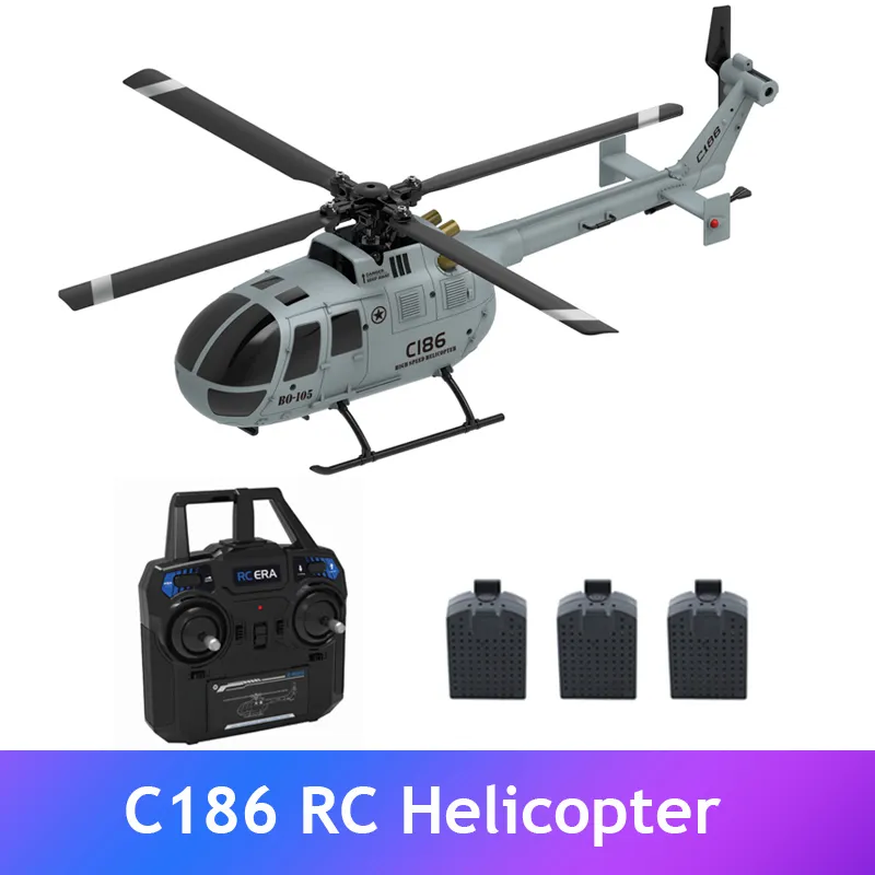 ElectricRC Uçak C186 2.4G Helikopter 4 Pervaneler 6 Eksen Stabilizasyon için Elektronik Jiroskop Hava Basınç Yüksekliği Vs C127 Drone 221024