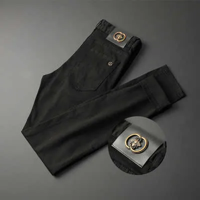 Black Autumn and Winter Stretch Men's Small Straight Jeans Fashion Brand Little Bee Pants