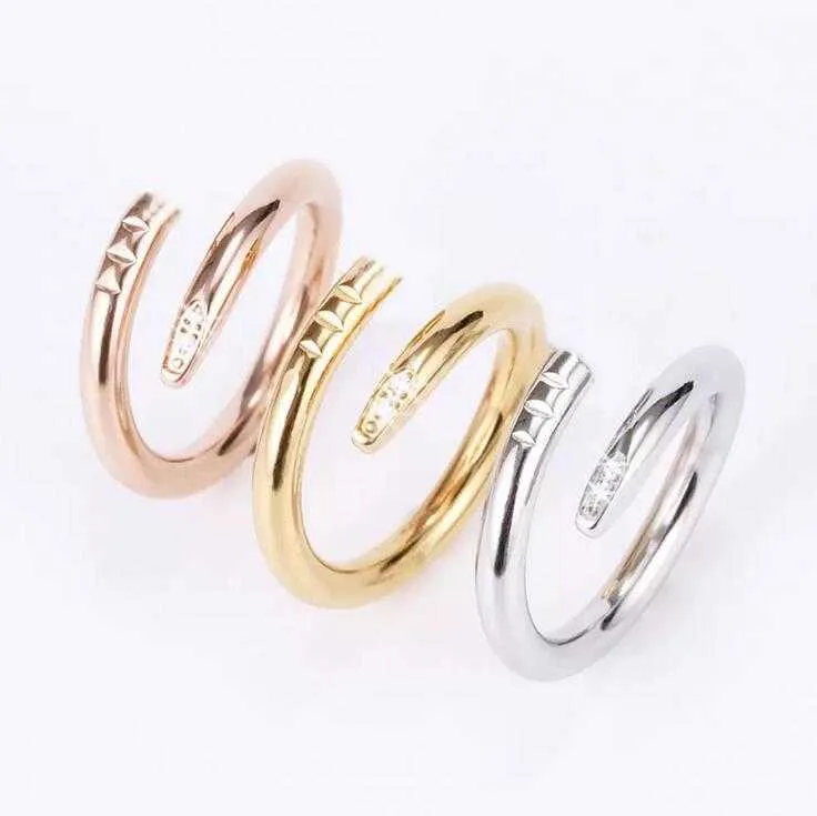 High Quality Rings Womens Jewelry Titanium Steel Single Nail Ring Fashion Street Hip Hop Casual Couple Classic Lady Tricolor Couples Ring