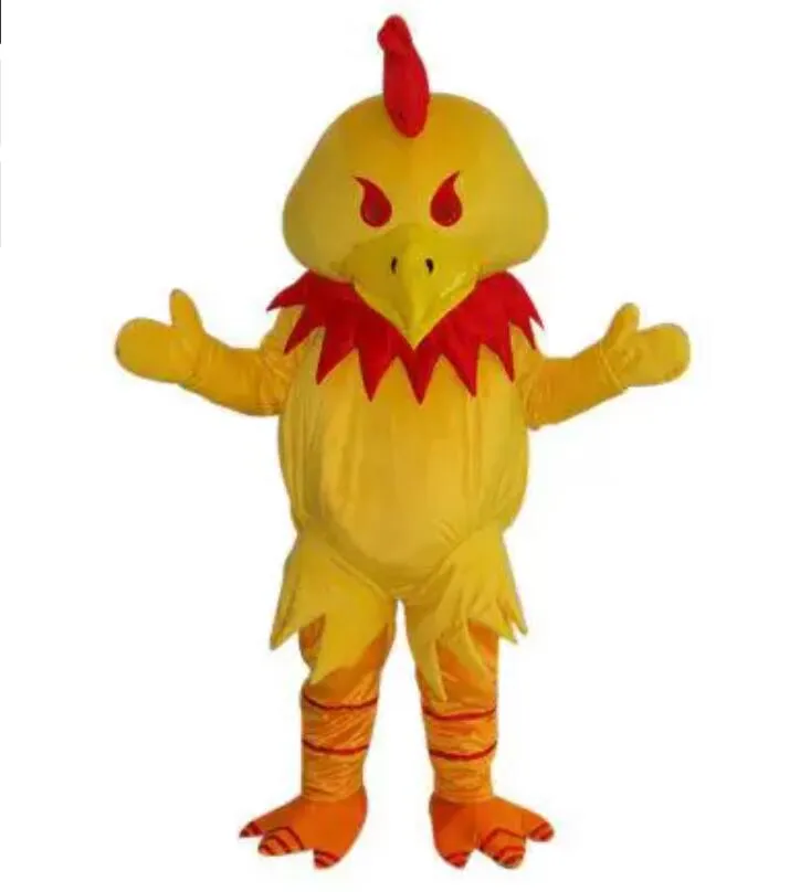 2022 Poulet jaune de haute qualité en costume de mascotte taille adulte chapeau rouge