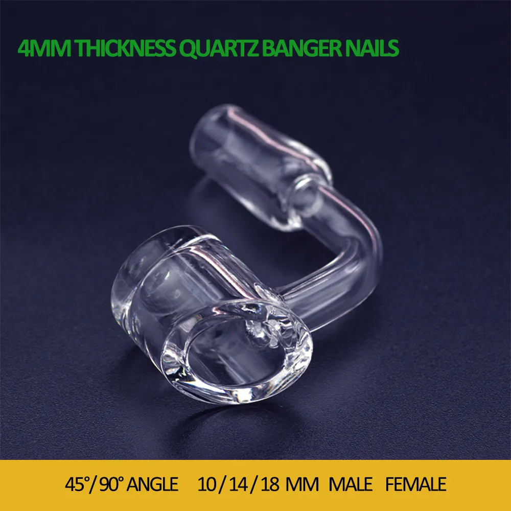 4mm d'épaisseur quartz banger ongles domeless fumer accessoires 10mm 14mm 18mm mâle femelle 45/90 degrés