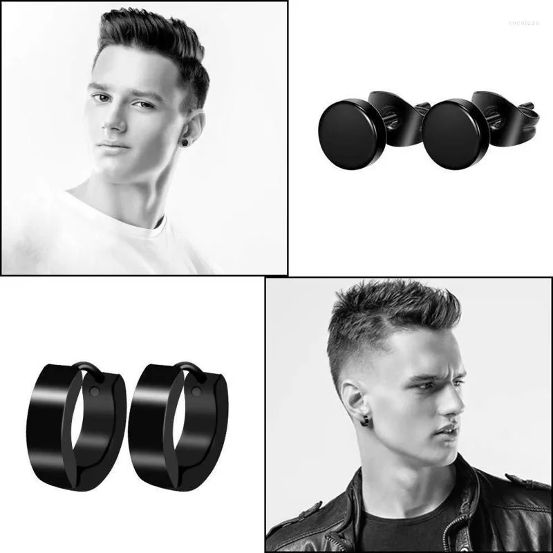 Stainless Steel Dangle Earrings Earrings 95AB Mens Black Circle Stud Hoop With High Polished Steel Flat Back Round Disc For Women Boys Girls From Cocoleau 10.2 DHgate.Com