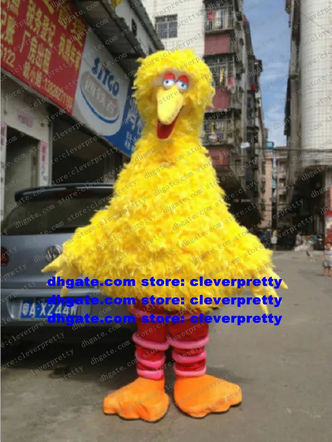 Disfraz de mascota de Barrio Sésamo de pájaro grande amarillo, traje de personaje de dibujos animados para adultos, traje conmemorativo de recuerdo, comunicaciones corporativas zx2983