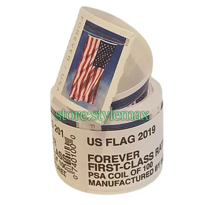 2023 USA-Flagge für immer, erstklassige Rolle mit 100 Stück Postversand für Umschläge, Briefe, Postkarten, Bürokarten, Postzubehör, Einladungen, Hochzeitskollektion
