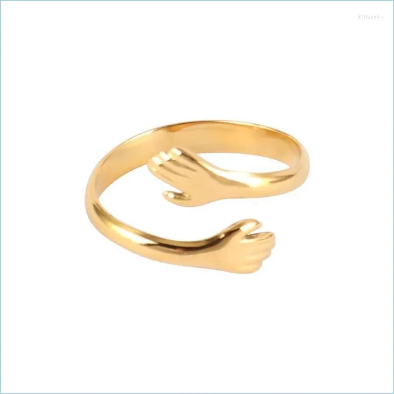 Обручальные кольца обручальные кольца готические объятия руки из нержавеющей стали винтажное резное ручное кольцо женщины регулируют открытые манжеты пара