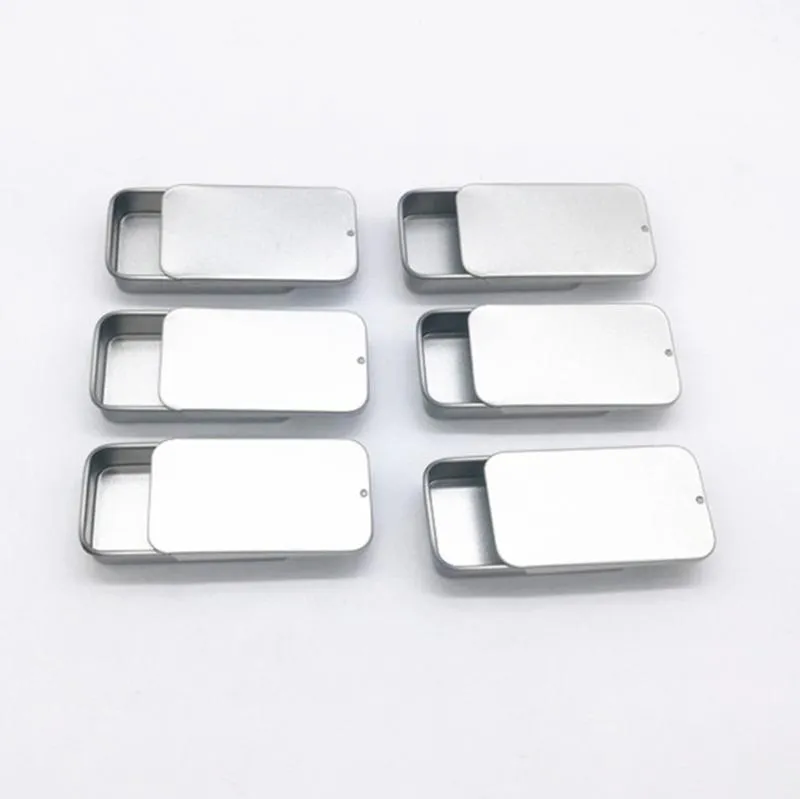 Mini boîte en fer blanc coulissante petite boîte à lèvres pour baume cosmétique emballage boîtier en métal taille 60x34x11mm RRC112