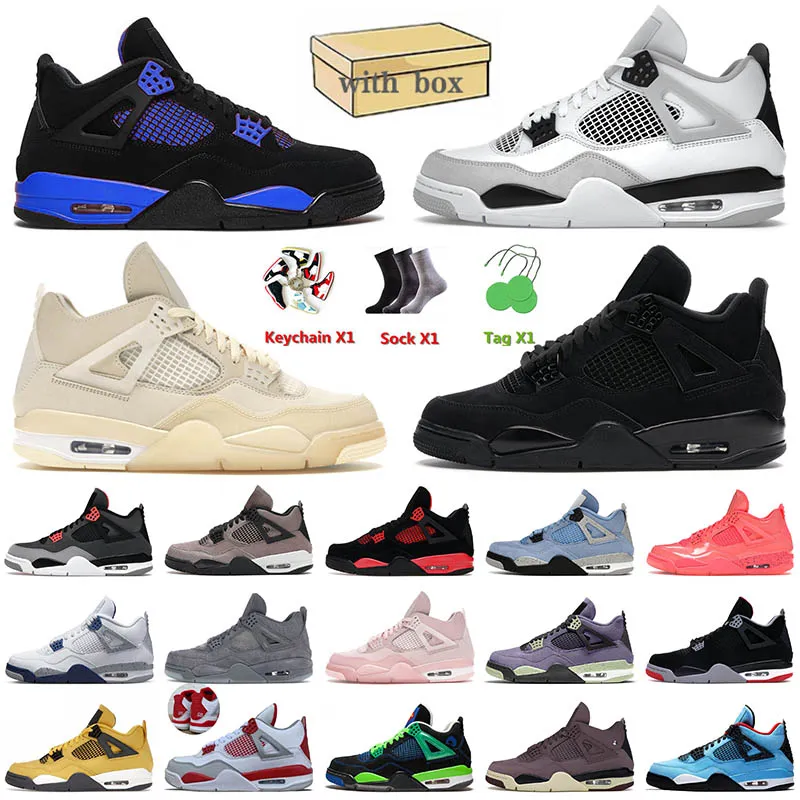 Off Sail Jorda 4 Men 4s Basketball Shoes Militray Black Cat Jumpman Blue Thunder Offs White Jorden Mens Women Trainers Sneakers With Box