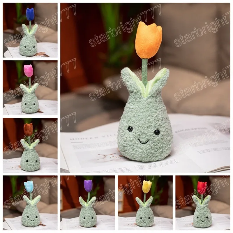 Fiore peluche bambola giocattolo simulazione piante bambole succulente tulipano vaso di fiori bambola di pezza decorazione per interni peluche