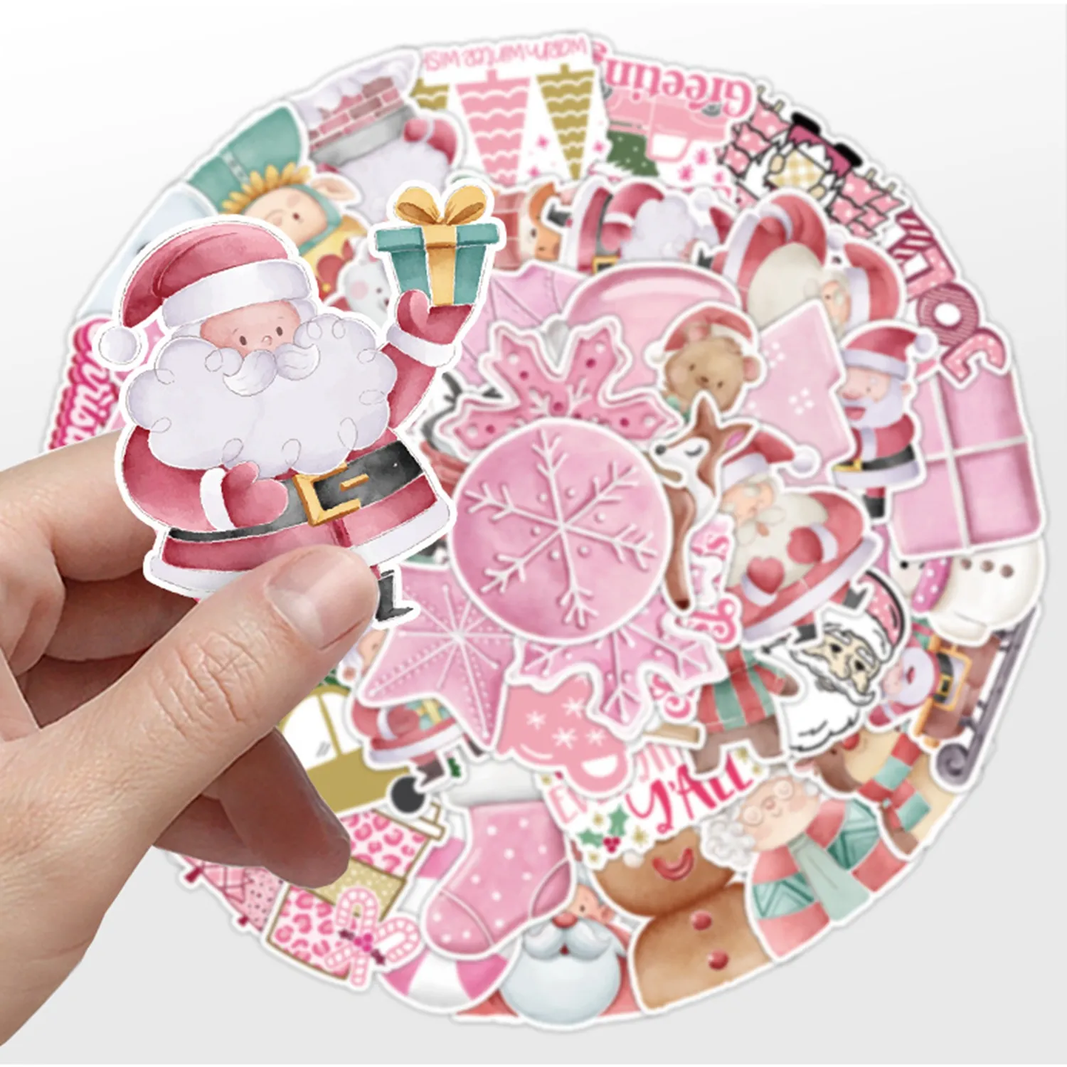 Cute Pink Santa Claus Christmas Cartoon Stickers Laptop Phone Snowboard Luggage Fridge DIY Kid Toy Sticker Decals