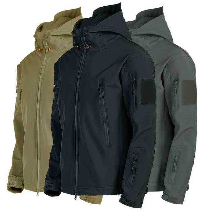 Utomhus vandringsjacka Shark Skin Soft Shell Ytterkläder Vindtät Vattentät Windbreaker Military Tactical Jackor Jaktkläder X0710