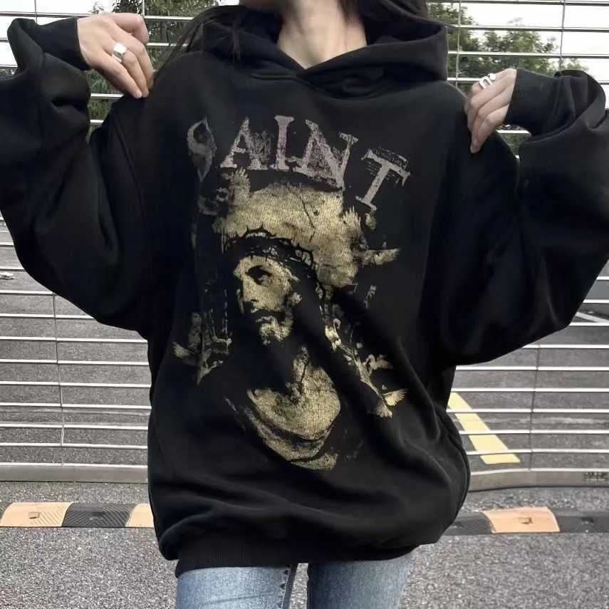 Designer SAINT Hoodie The Road To Redemption Of Original Sin Hommes Femmes High Street Water Washing And Old Vintage Fashion Hooded