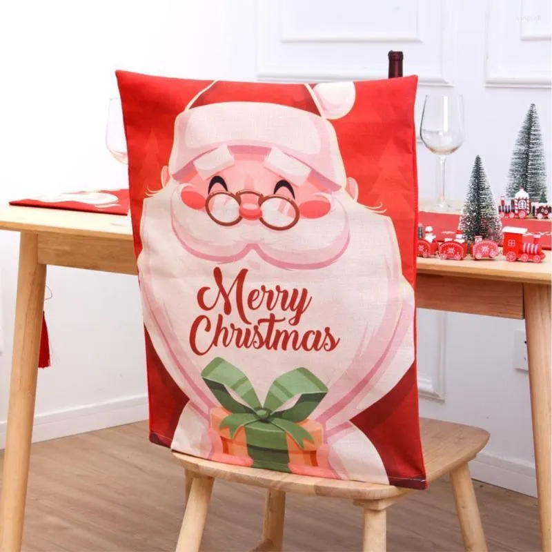 Chair Covers Christmas Back Cover Santa Decorations Holiday Armchair Ornament Dining E8f9