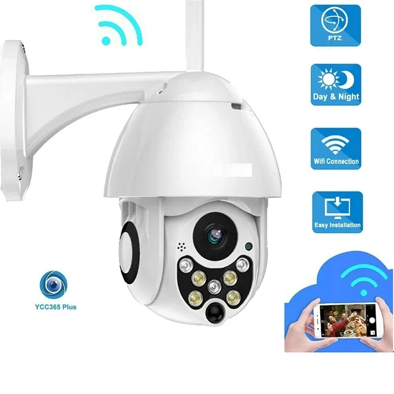 كاميرات القبة YCC365 بالإضافة إلى WiFi WiFi Wireless Outdoor IP Camera Security SPEECT SPEED DOME 1080P PTZ PAN TILT 4X Digital Zoom Surveillance CAM 221025